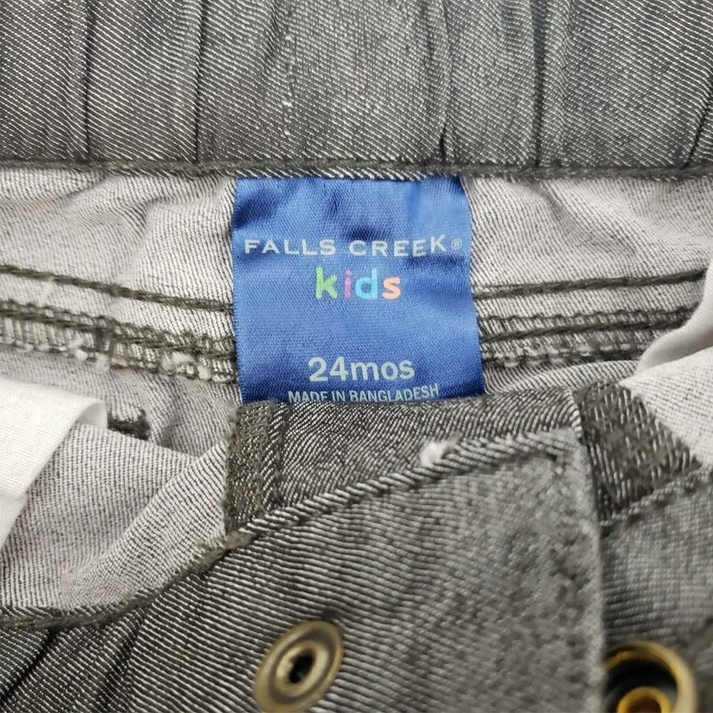 Falls Creek Kids Boys Twill Jeans Size 24 Months Black/Gray Pockets Straight Leg